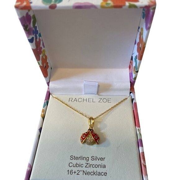 Rachel Zoe Sterling Silver & Cubic Zirconia Ladybug Pendant. - Picture 3 of 7